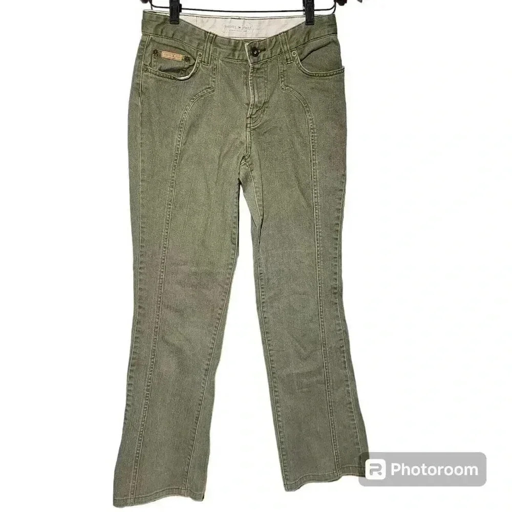 Vintage Womens Tommy Hilfiger Size 5 Bootcut Jeans Green Denim Y2k 2003 264403